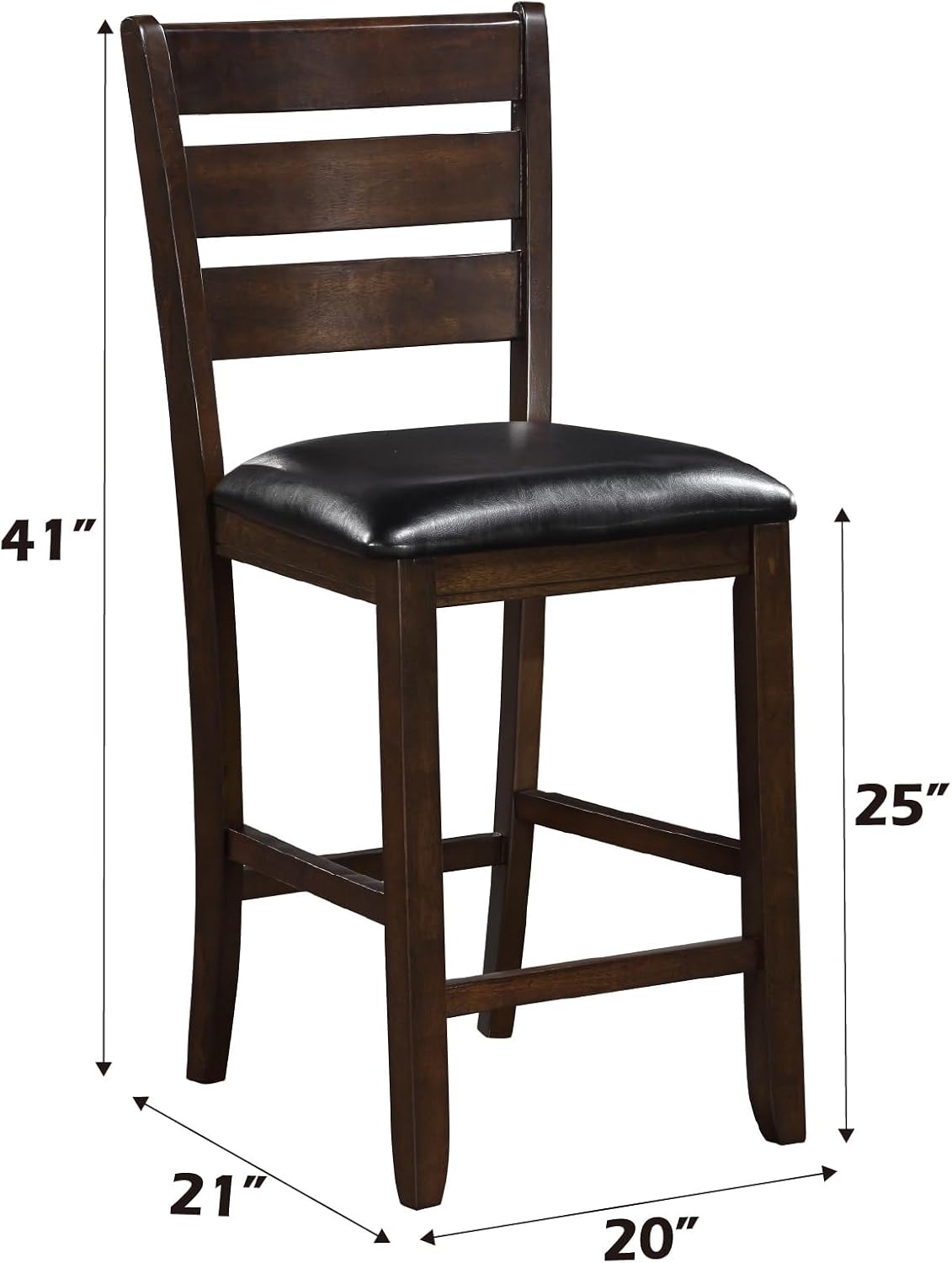 ACME Urbana Counter Height Chair (Set-2) - - Black PU & Espresso
