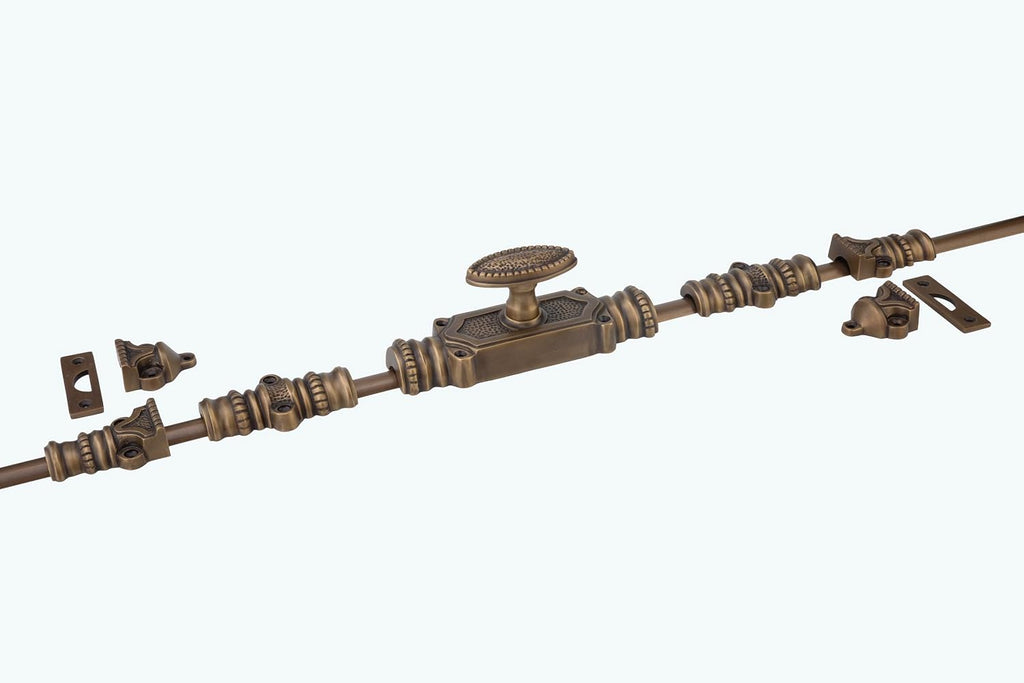 Antique Brass Door Cremone Bolt - 9 ft Durable Solid Brass Build, Rust Resistant, Easy Installation, Vintage Style for Tall Doors, Perfect for Any Decor