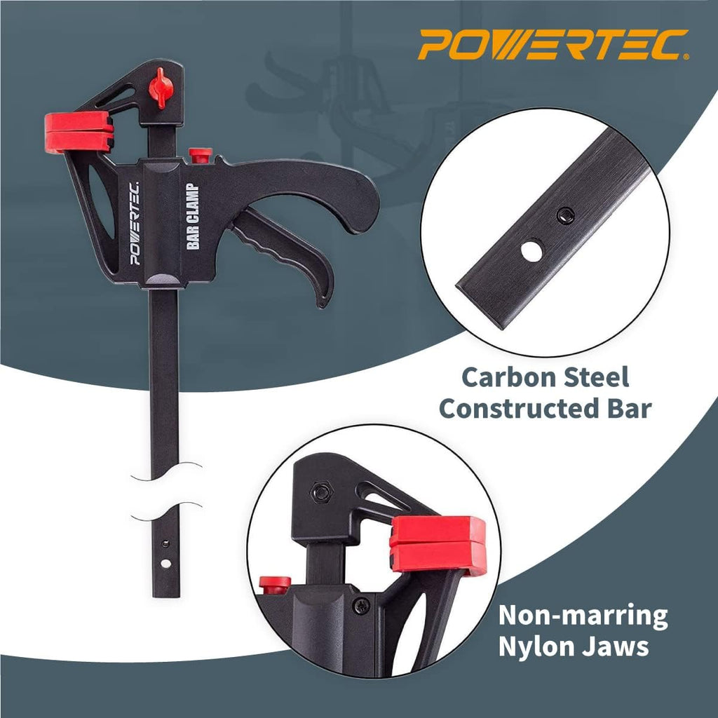 POWERTEC 6' Bar Clamps/Spreaders 32 Pack, Trigger & Ratchet Quick Grip Clamps for Woodworking, Gluing & DIY Projects