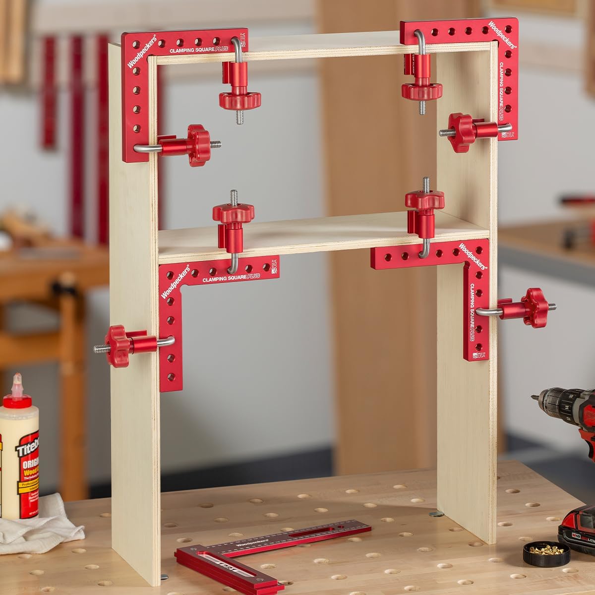 Woodpeckers Clamping Squares Plus, 8 Pack CSP Squares, 6.75 Inch Long Aluminum 90-Degree Corner Clamps for Woodworking, USA Made