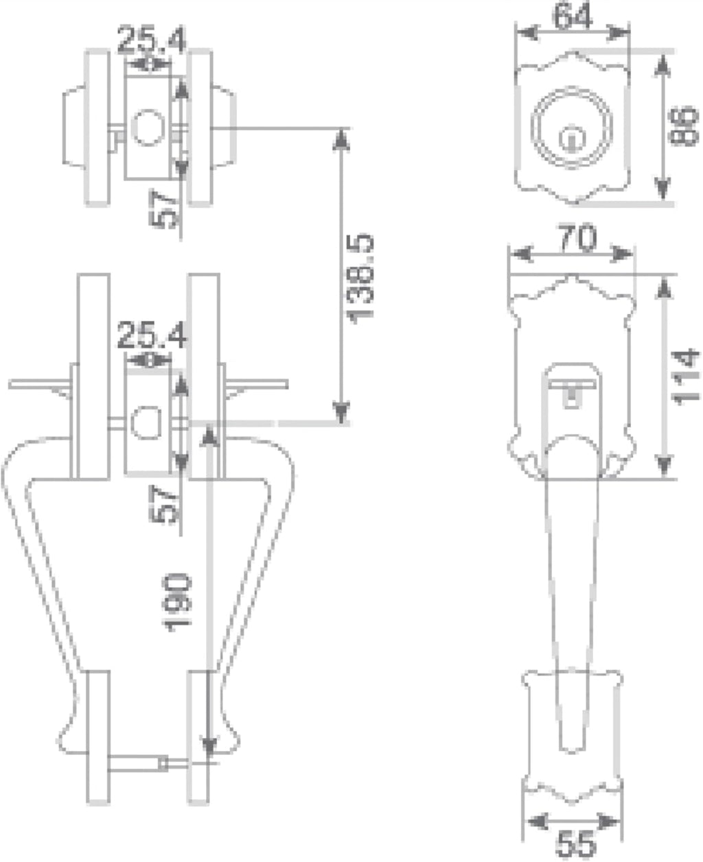 Zita_G Single Front Door Hardware Set, Heavy Duty Entry Door Lock Set with Exterior and Interior Grip Handles and deadbolt, Antique Brass.