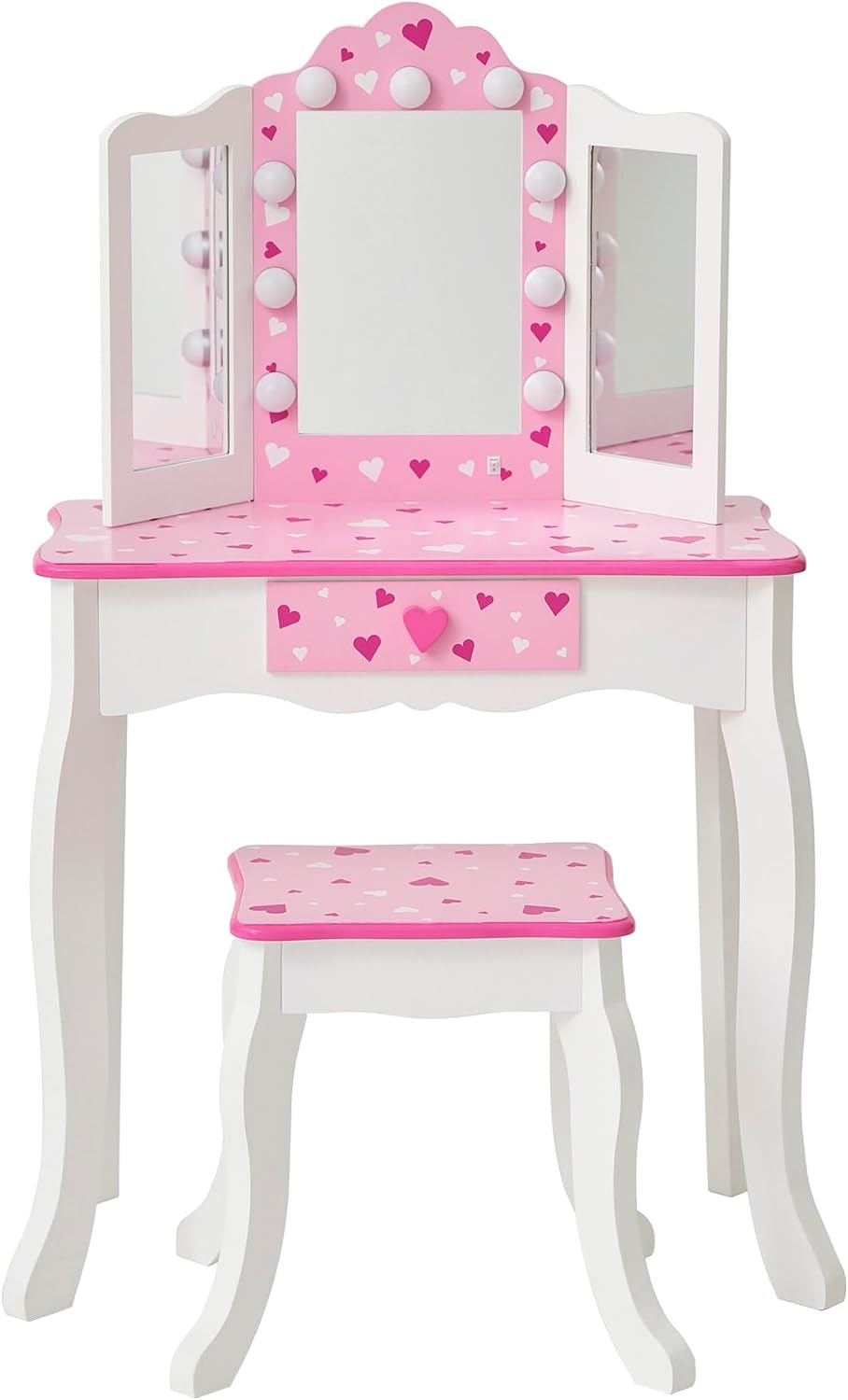 Teamson Kids - Sweethearts Print Gisele Medium Vanity - White/Pink
