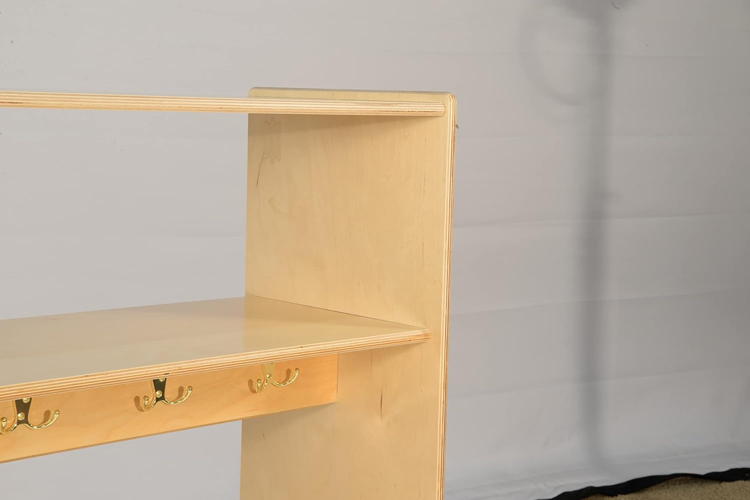 Wood Designs Baltic Birch Wooden Toddlers Fashion Pretend Dress-Up Station with 6 Shelves, Montessori Kids Room Furniture with Mirror & Hooks for Costume Storage