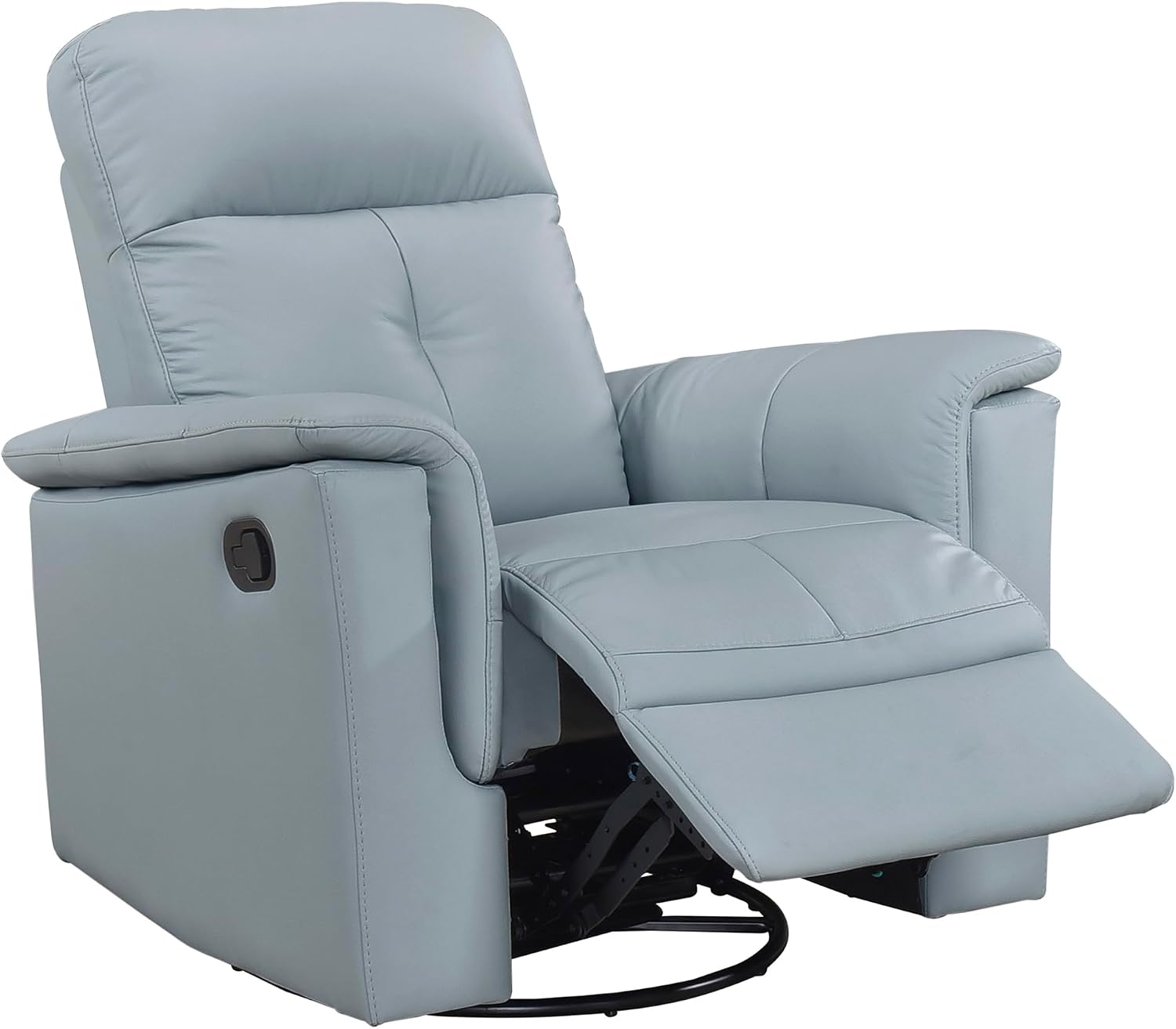 Lexicon Swivel Glider Recliner Chair, Comfy Nursery Glider, Top Grain Leather Match Recliner, Manual Reclining Chair for Living Room/Office/Apartment, Blue