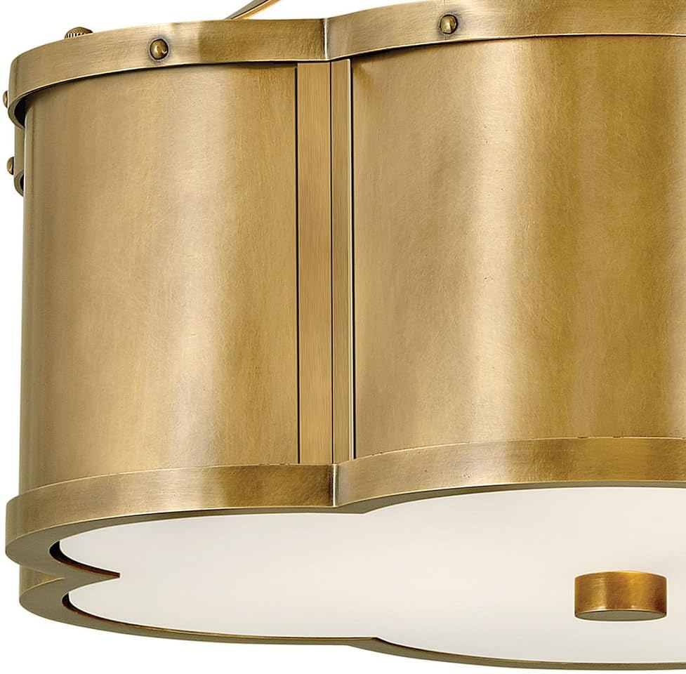 Hinkley Chance Two Light Medium Semi-Flush Mount Fixture – Classic, Timeless Details, Etched Lens – Heritage Brass