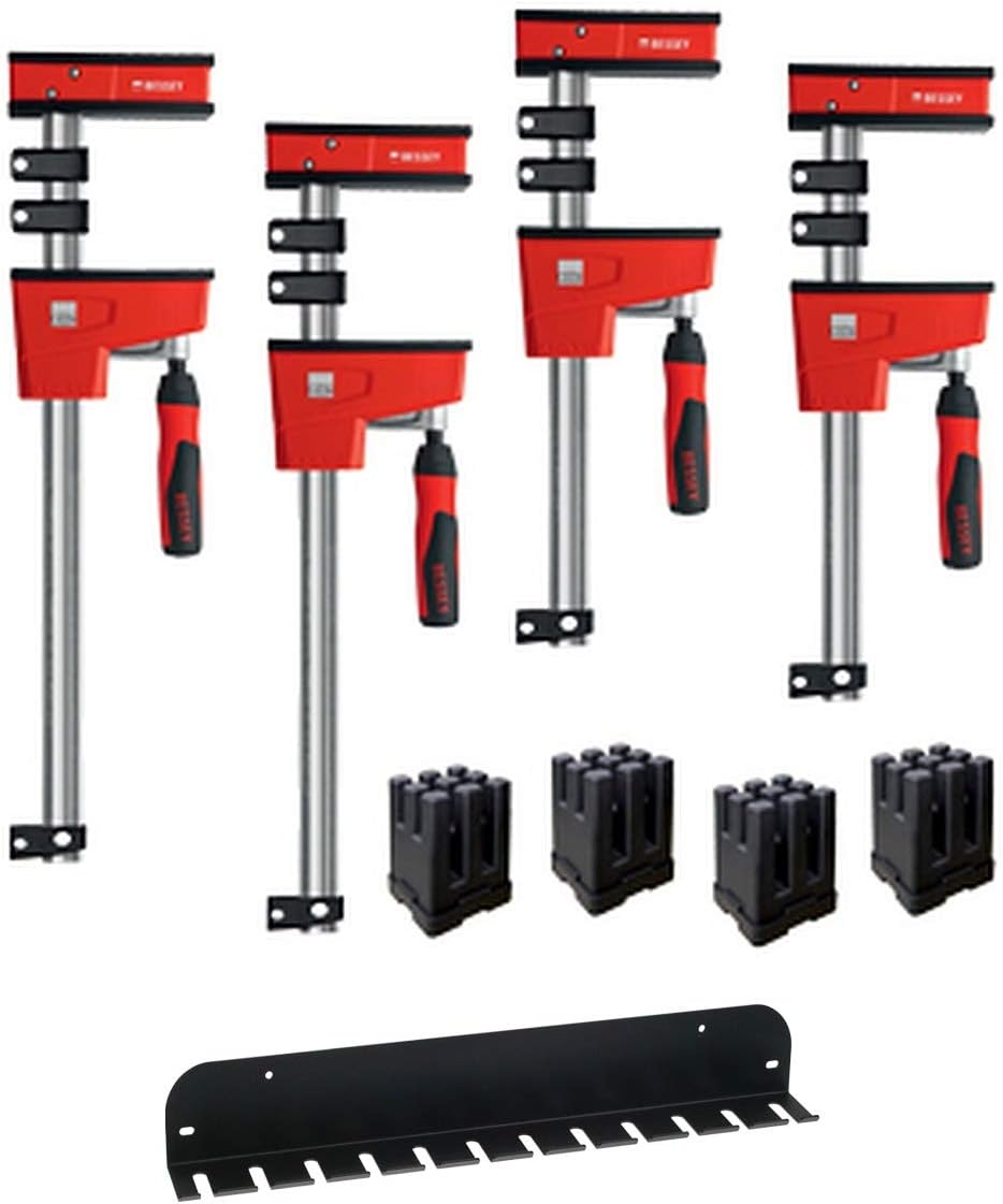 BESSEY KREK2450 Parallel Bar Clamp Cabinet Door Framing Kit + Wall Clamp Rack