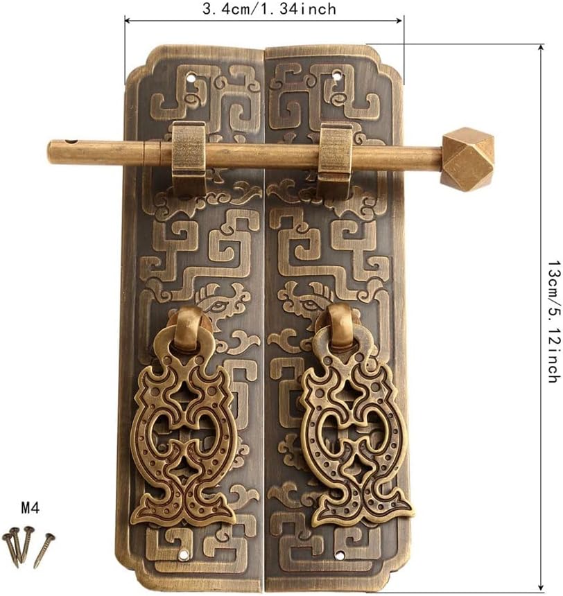 Antique Cabinet Padlock Classic Door Latch Furniture Hardware Brass Decorative Handle