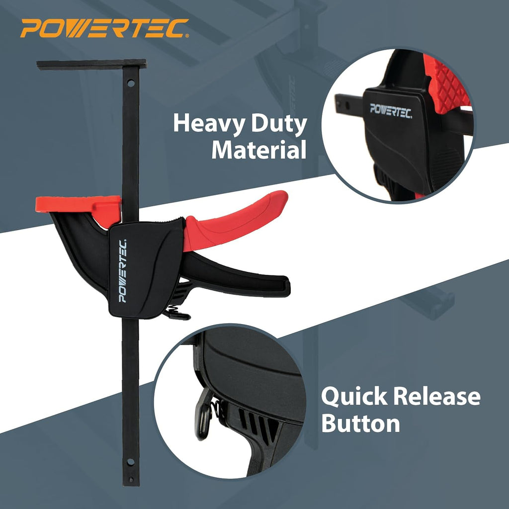 POWERTEC 72199 110 Inch Track Saw Guide Rail and Clamp Set for DeWalt Track Saws, Includes 2x55' Guided Rails, (1) Guide Rail Connector and (2) Quick Release Clamps for Woodworking Projects