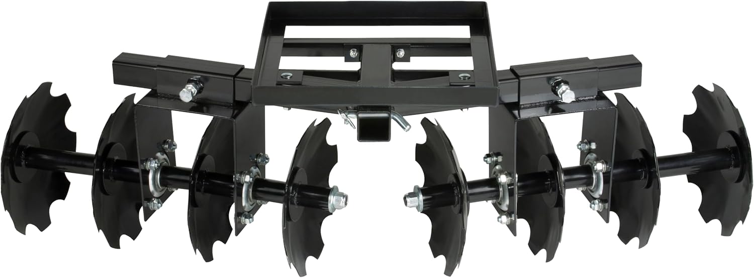 IMPACT IMPLEMENTS® Disc Plow Harrow with Weight Tray for ATV/UTV/Garden Tractors. Prep Soil, Cut Weeds & Clear Crop Remains.