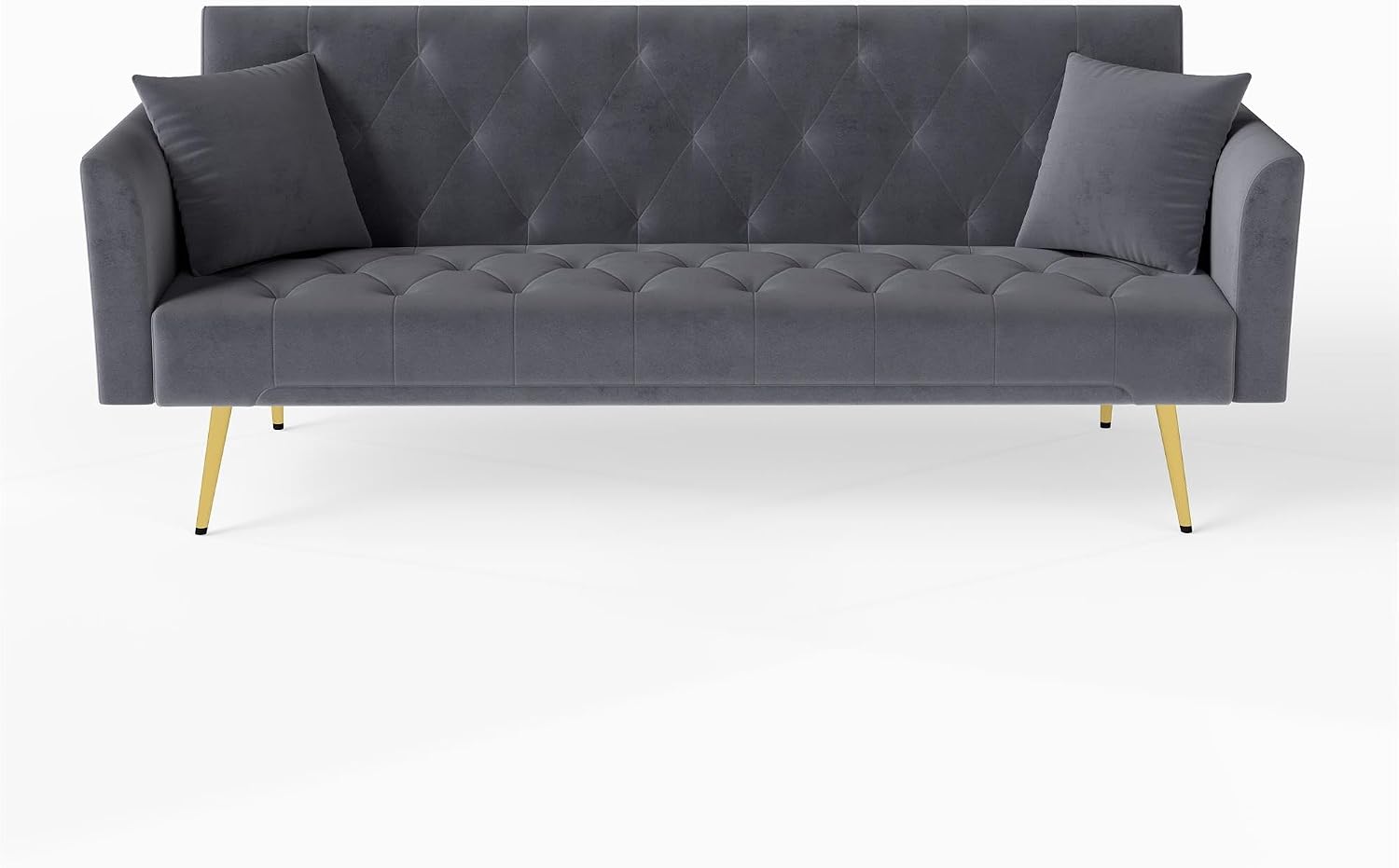 KEIKI 72' Futon Sofa Bed, 2-in-1 Loveseat, Velvet Upholstered Couches for Living Room, Sofa Sleeper for Small Space, Comfy Rest Folding Bed, Modern Apartment Essentials for Bedroom, Gray