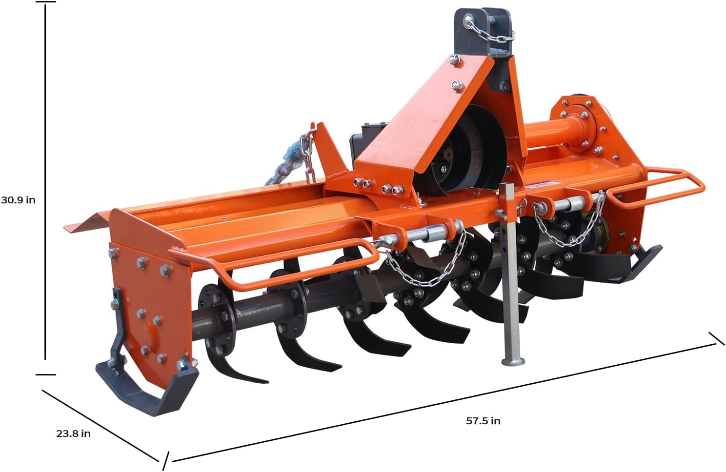 49' 3 Point Rotary Tiller for 20-30HP Compact Tractors – Cat 1 Cultivator with 540 RPM PTO Drive, 28 Replaceable L-Shaped Tines for Wider Coverage (49')