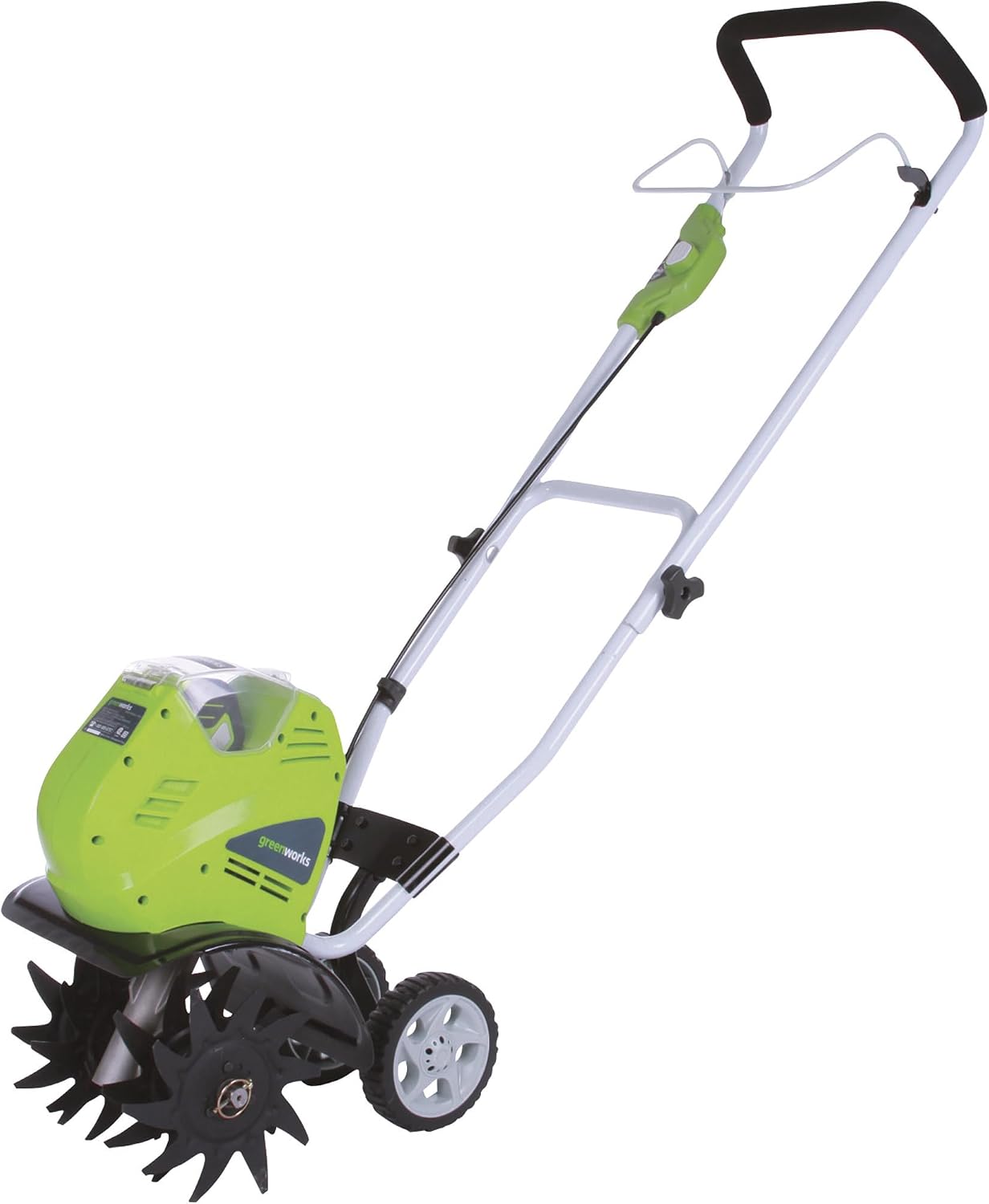 Greenworks 40V 10' Cordless Tiller / Cultivator, 4.0Ah Battery and Charger Included, Green