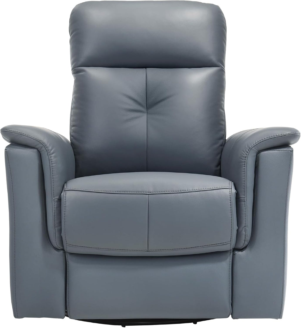 Lexicon Swivel Glider Recliner Chair, Comfy Nursery Glider, Top Grain Leather Match Recliner, Manual Reclining Chair for Living Room/Office/Apartment, Blue Gray