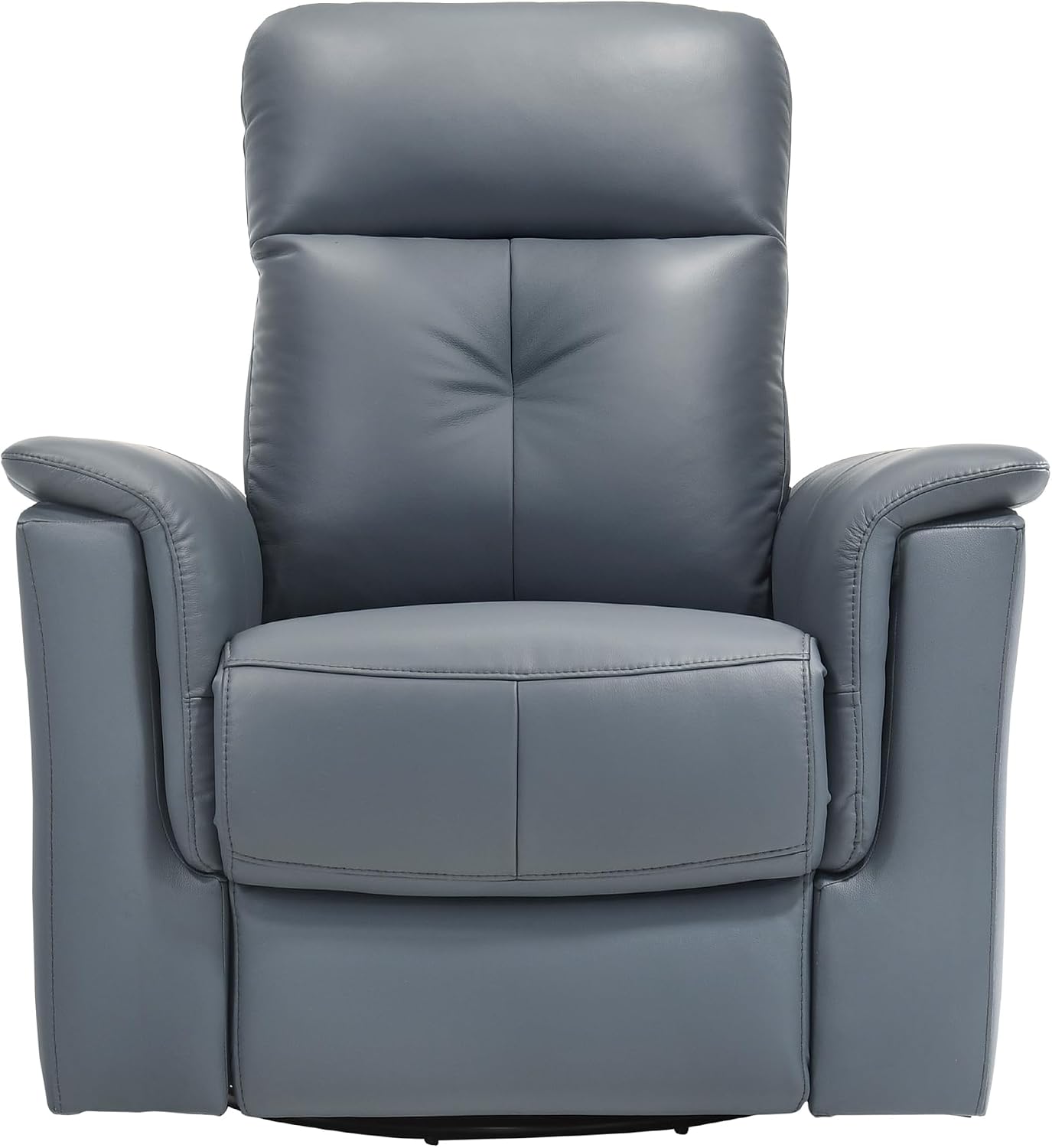 Lexicon Swivel Glider Recliner Chair, Comfy Nursery Glider, Top Grain Leather Match Recliner, Manual Reclining Chair for Living Room/Office/Apartment, Blue Gray