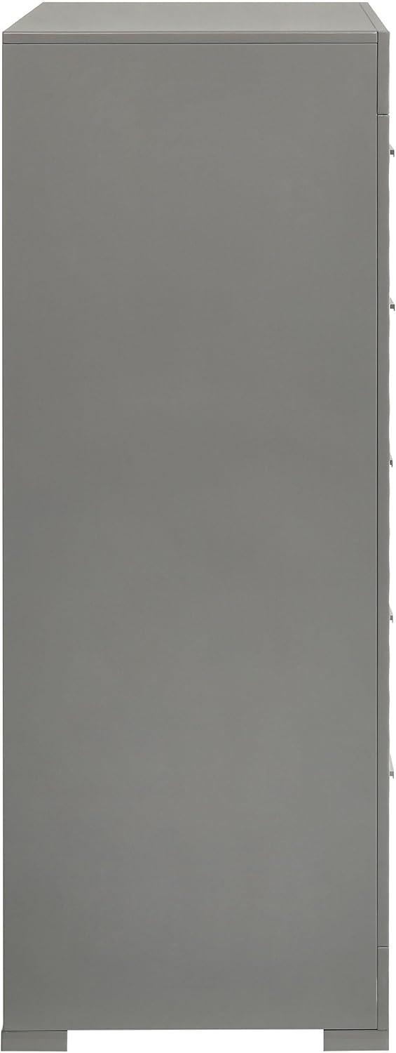 Coaster Home Furnishings - Ives - Wood - 5-Drawer Chest with 3-Dimensional Diamond Tile, Felt-Lined Top Drawer and Metal Glides - Contemporary - Bedroom - Grey High Gloss - 224975
