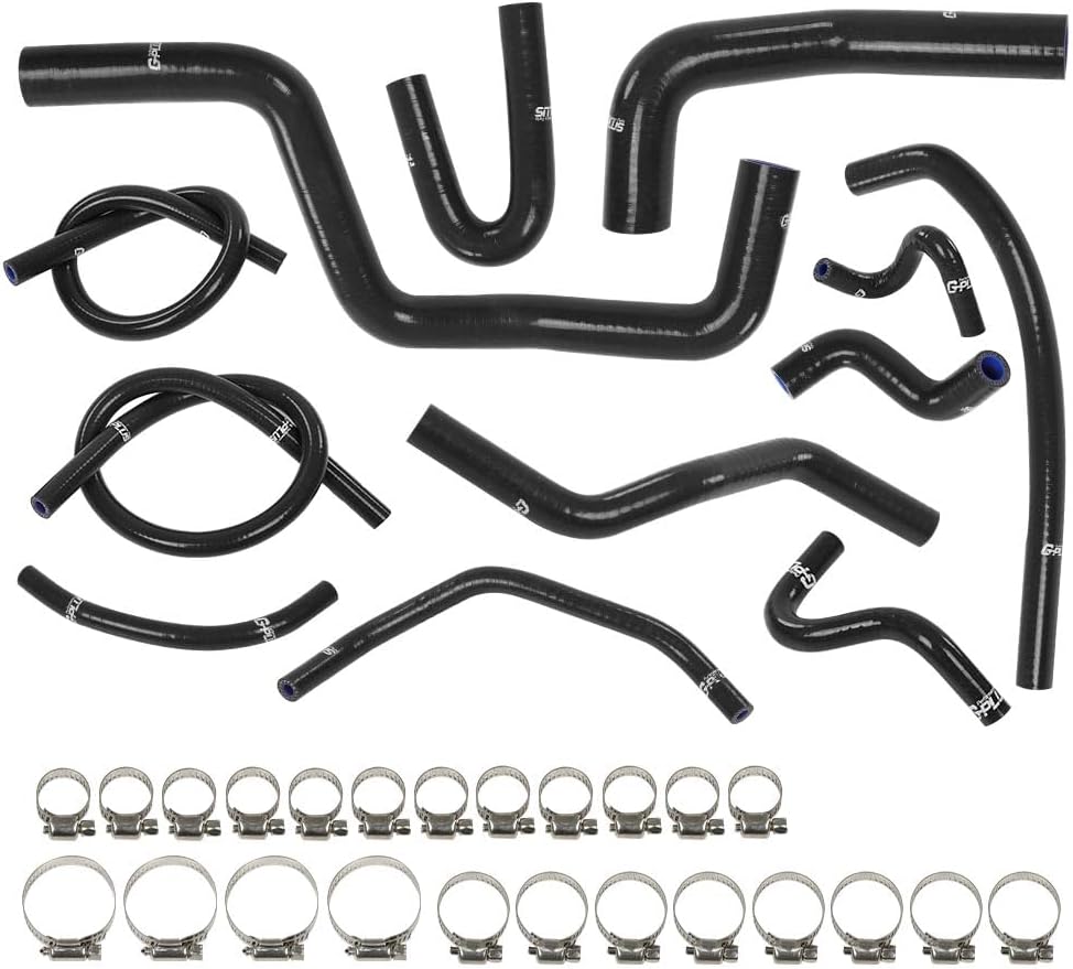 G-PLUS Silicone Radiator Hose Kit w/Clamps Compatible with Honda/Acura Integra DC4 DB7 RS LS GS SE with B18B1 Engine 1994-2001 Black