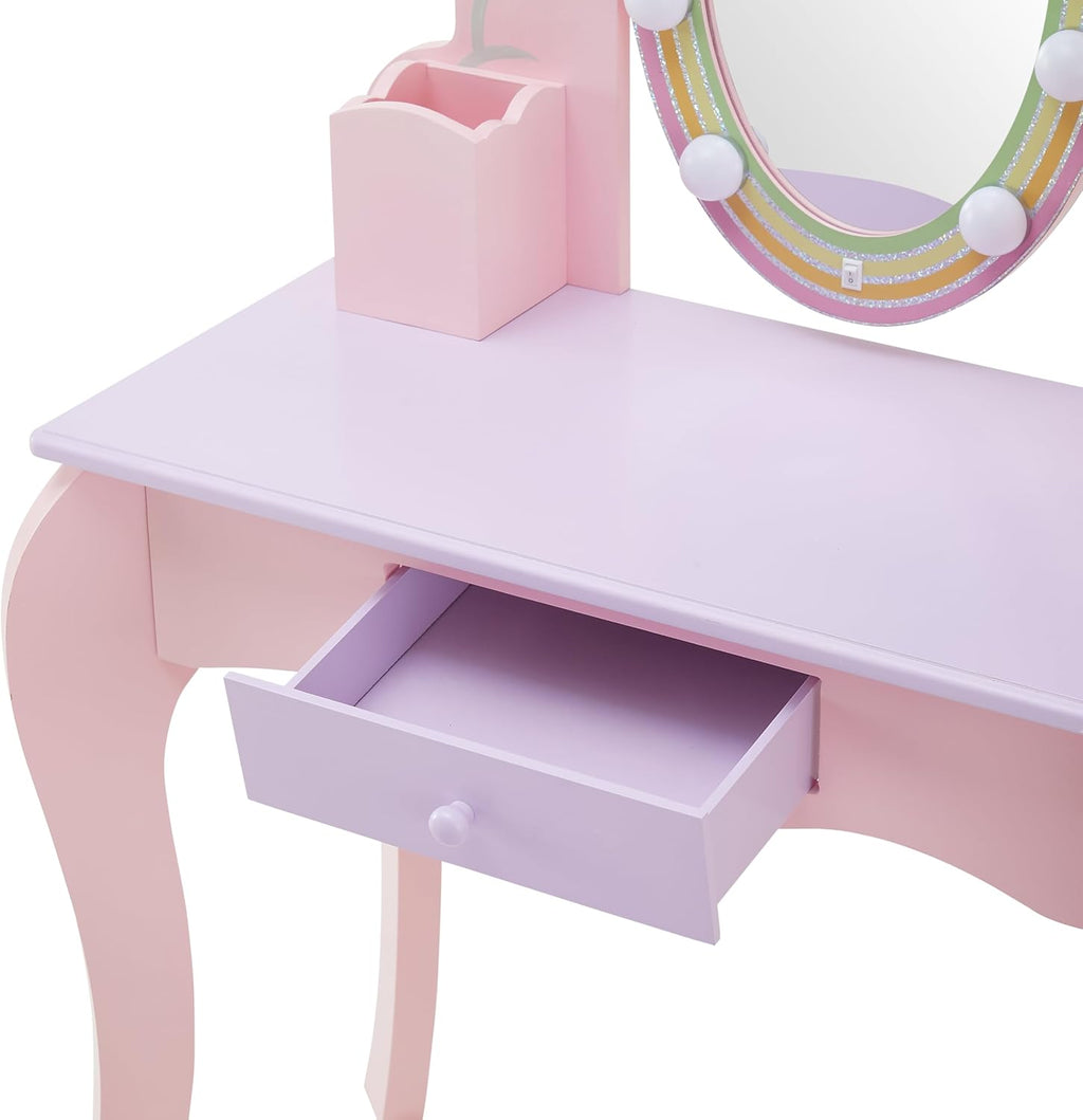Teamson Kids - Little Princess Rapunzel Vanity with LED Illuminated Mirror