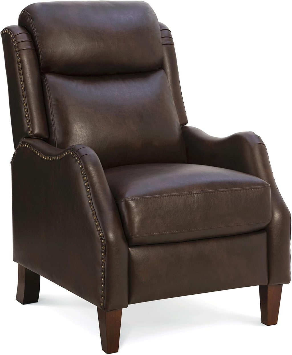 KISLOT Leather Pushback Recliner Faux Armchair with Rivet Decoration Single Sofa Accent Chair for Living Room Bedroom
