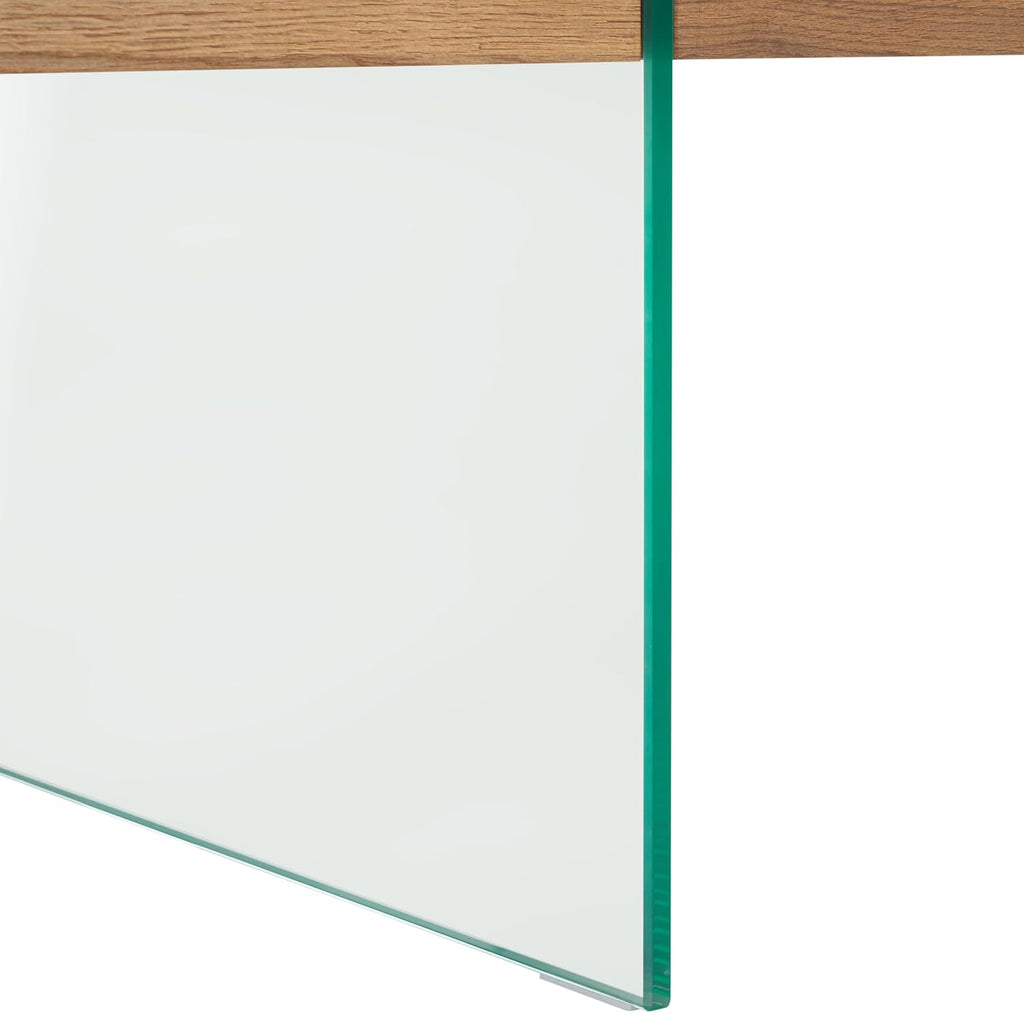 SAFAVIEH Home Collection Jacob Natural Brown Top/Clear Glass Legs Rectangle Coffee Table