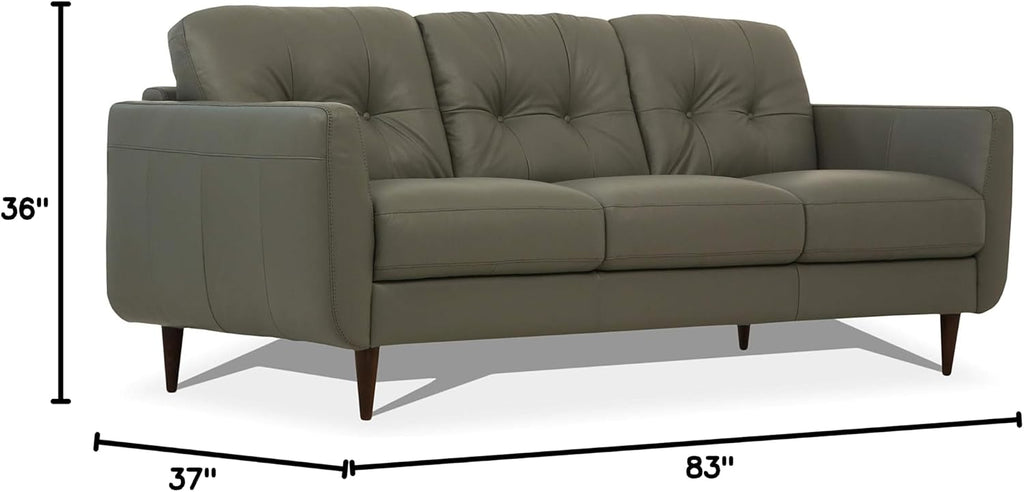 Acme Radwan Tufted Leather Sofa in Pesto Green