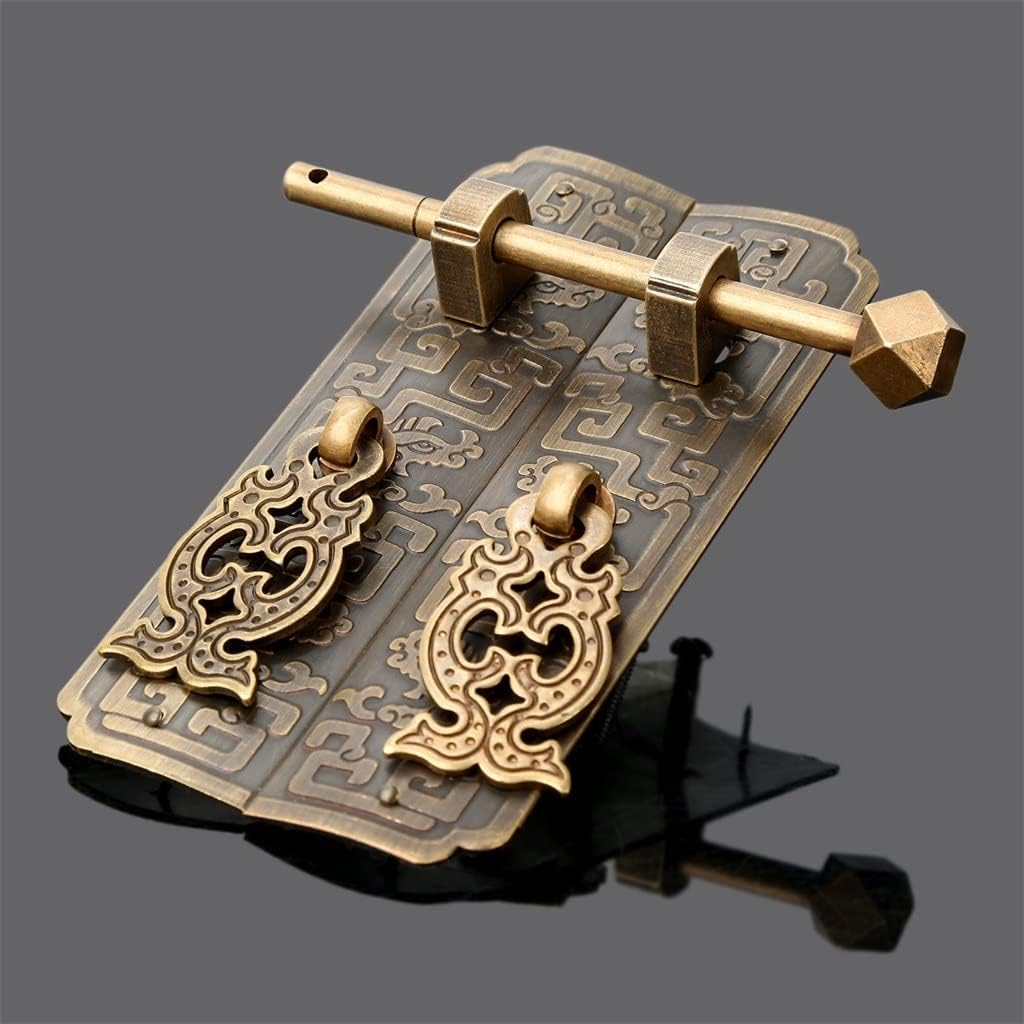 Antique Cabinet Padlock Classic Door Latch Furniture Hardware Brass Decorative Handle