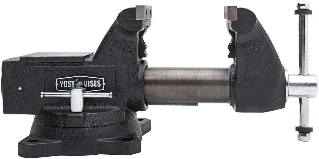 Yost HD450-C Heavy Duty 4-1/2 Inch Mechanics Work Bench Vise | Heavy Duty Woodworking & Metal Work Table with Secure Grip Swivel Base | 60,000 PSI Casting Iron Material with Extra-large Anvil Surface