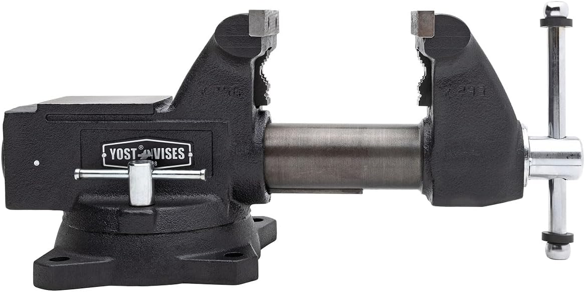 Yost HD450-C Heavy Duty 4-1/2 Inch Mechanics Work Bench Vise | Heavy Duty Woodworking & Metal Work Table with Secure Grip Swivel Base | 60,000 PSI Casting Iron Material with Extra-large Anvil Surface