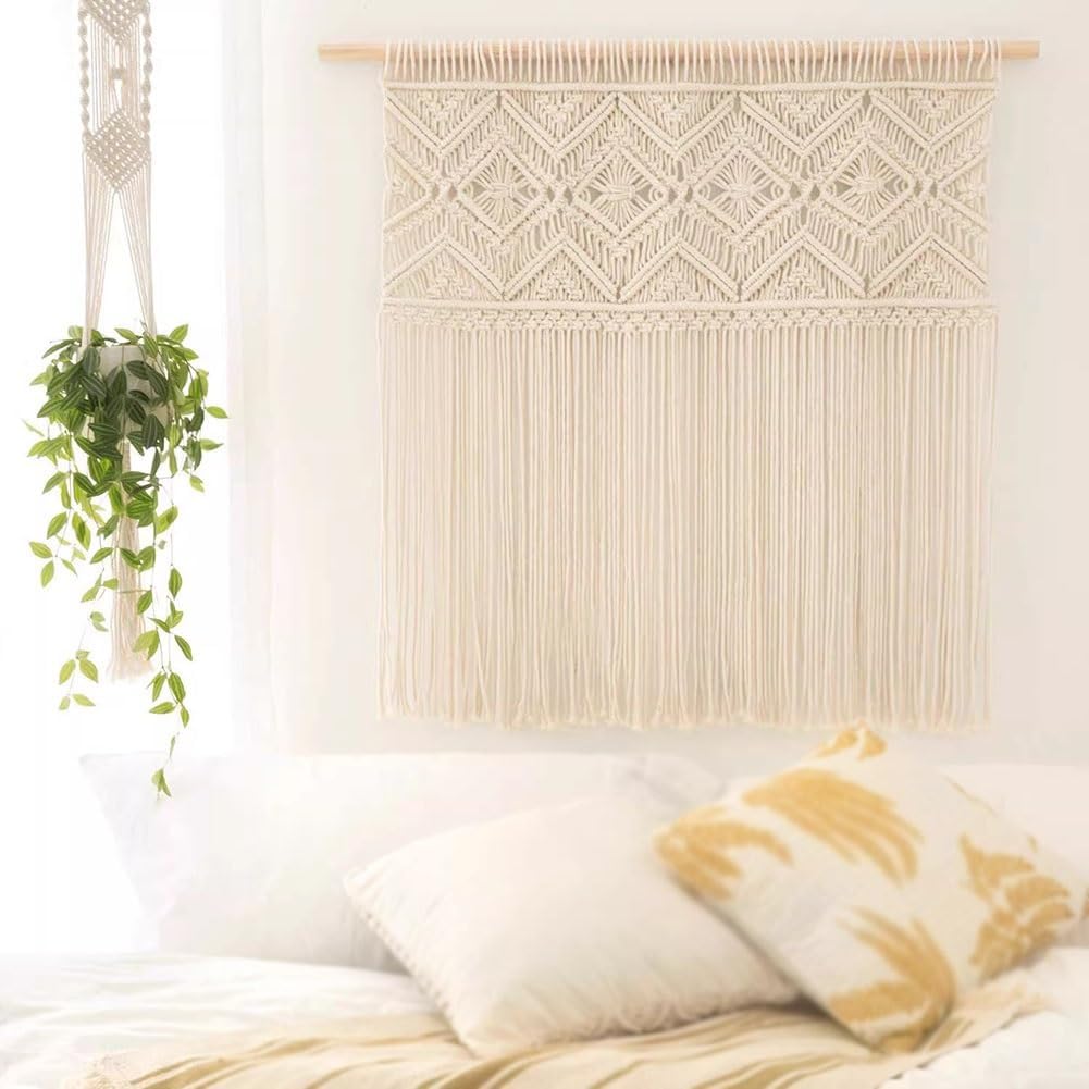 LXHELIVERY Wall Hanging Handmade Cotton Rope Wall Tapestry, Woven Wall Handmade Decor Living Room for Wedding, Tapestry Wedding Decor,Wall Art Handmade Decor Living Room