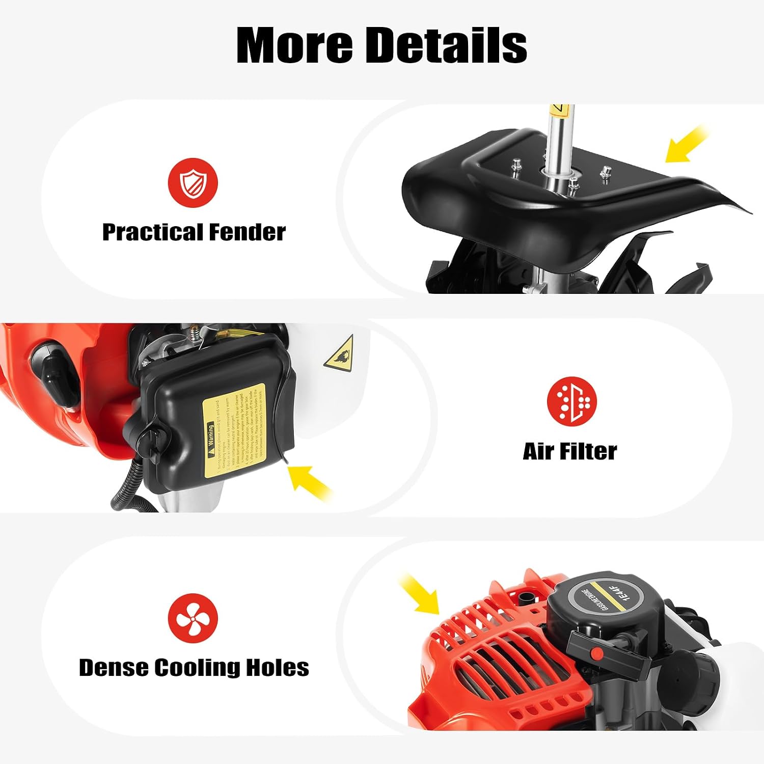 Mini Tiller Cultivator, 51.7cc 2-Stroke 1.45KW Engine, 9 in Tilling Width 3.5 in Depth Portable Gas Powered Lawn Tiller, Long Shaft Cordless Handheld Garden Cultivator for Weeding, Soil Breaking