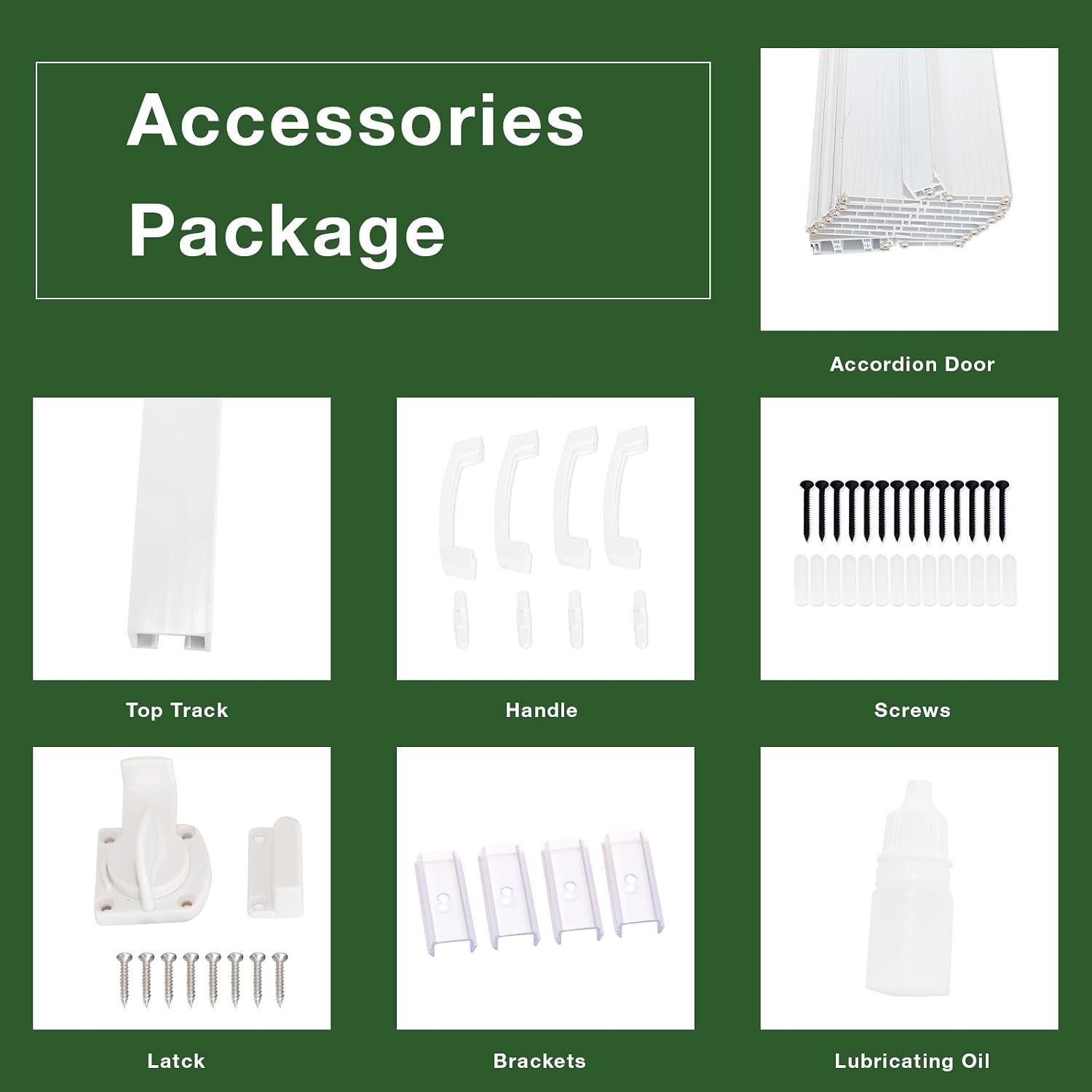 NeatiEase Accordion Door 72x80, Portable Interior PVC Folding Door, Bifold Closet Doors with Latch, Handle, Mounting Hardware