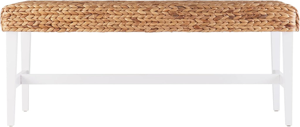 SEI Furniture Woven Coffee Table Bench, White