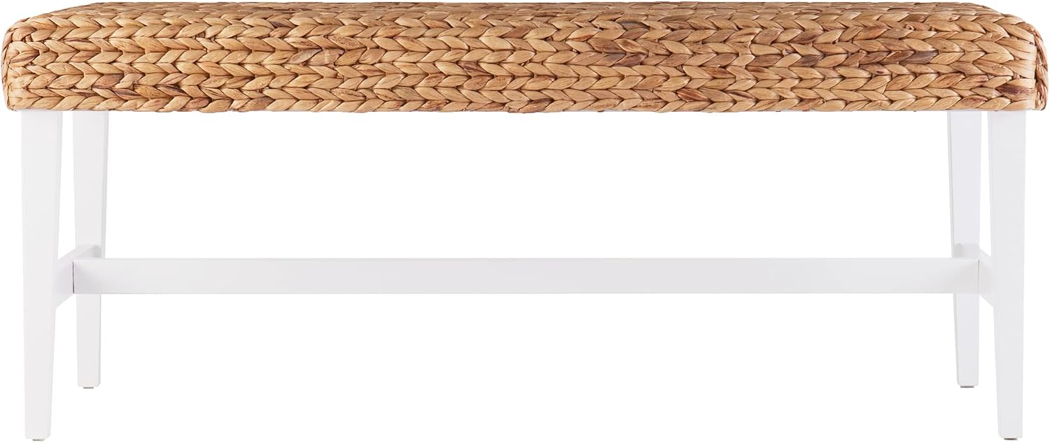SEI Furniture Woven Coffee Table Bench, White