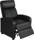 Topeakmart Recliner Chair PU Leather Adjustable Modern Single Reclining Chair with Pocket Spring Living Room Bedroom Home Theater Black