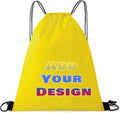 Custom Drawstring Bags Set of 50, Personalized Bulk Pack with Logo/Text-Suitable for Travelling Gym Camping Hiking-Yellow