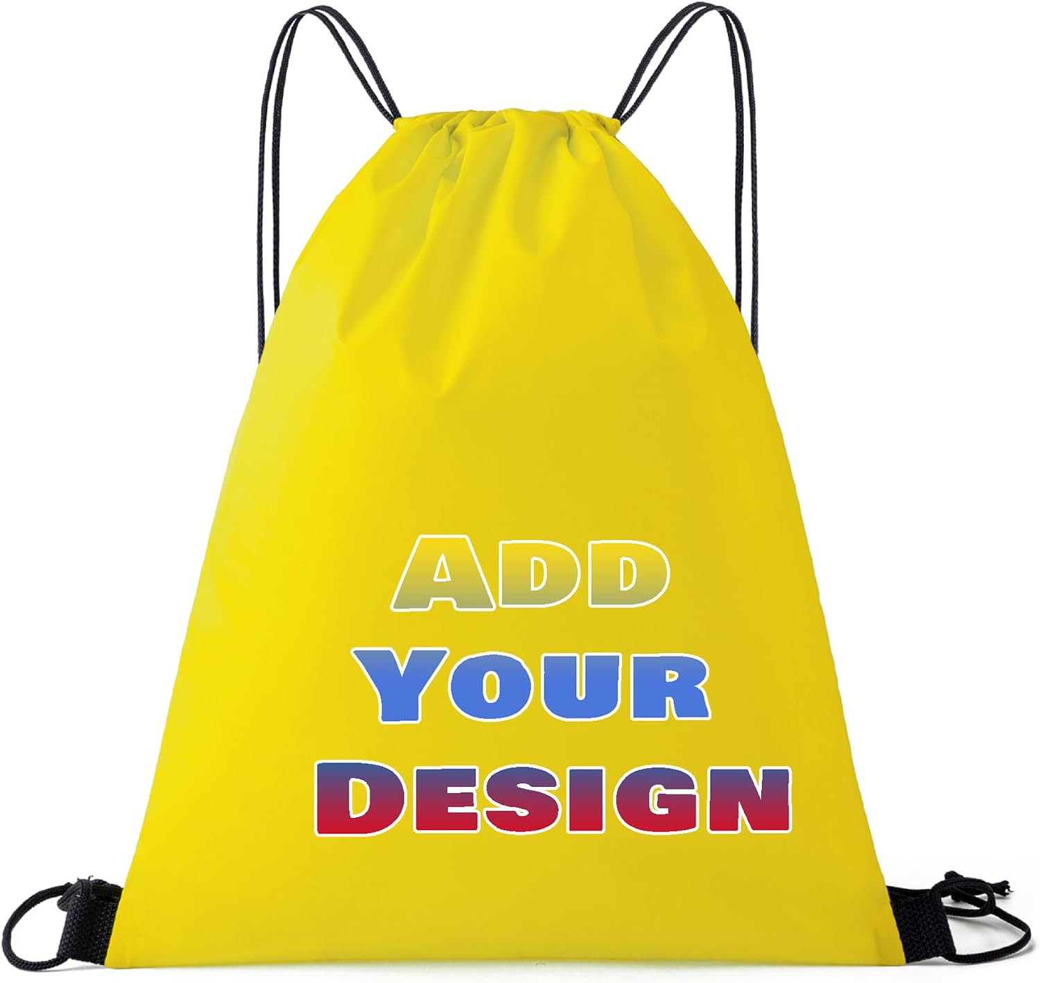 Custom Drawstring Bags Set of 50, Personalized Bulk Pack with Logo/Text-Suitable for Travelling Gym Camping Hiking-Yellow