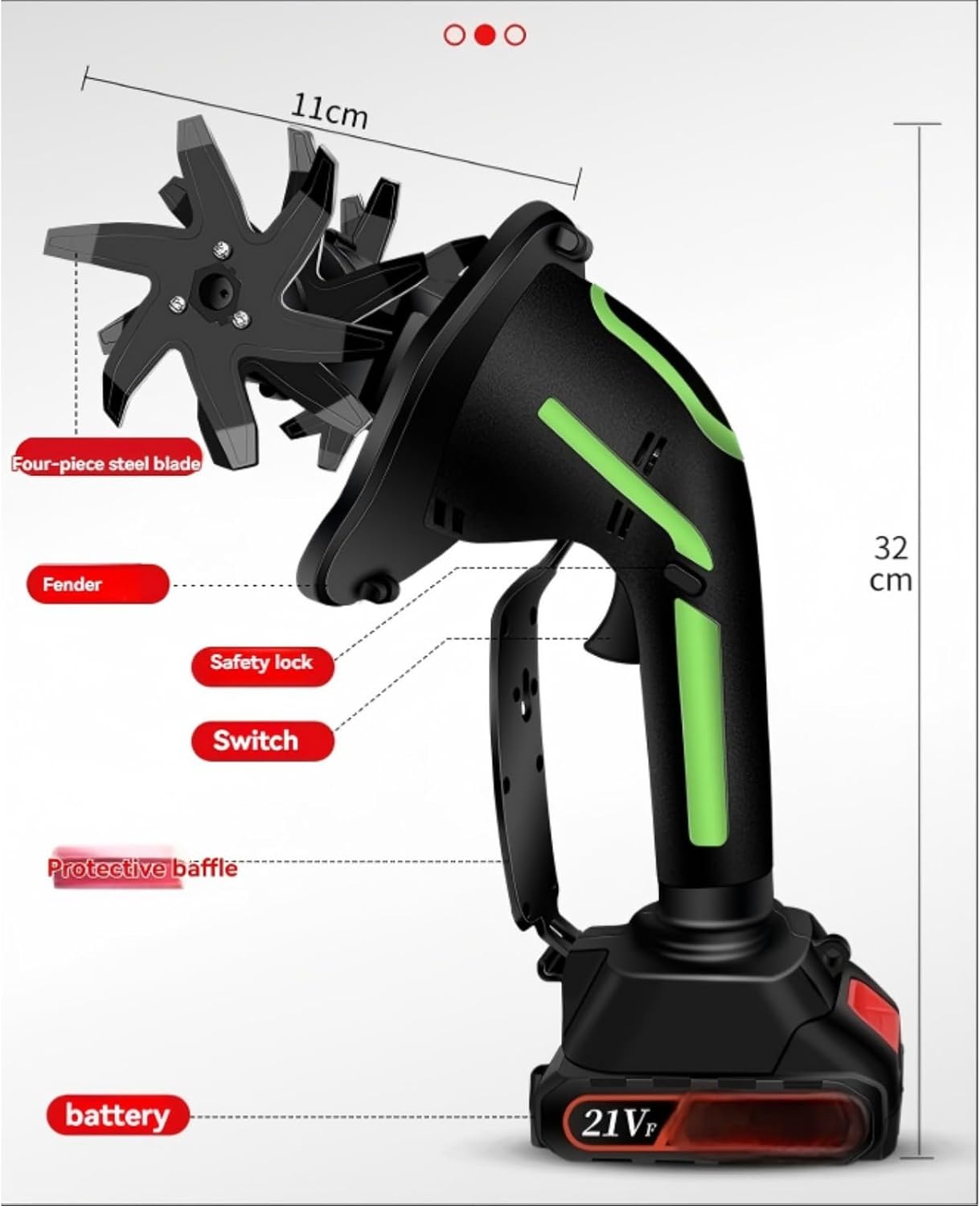2 in 1 Cordless Tiller and Cultivator with Extension Pole, 20V Lightweight Handheld Battery Tiller Cultivator for Garden, Flower Beds, Weeding, Trenching, Battery Included (2 Battery)