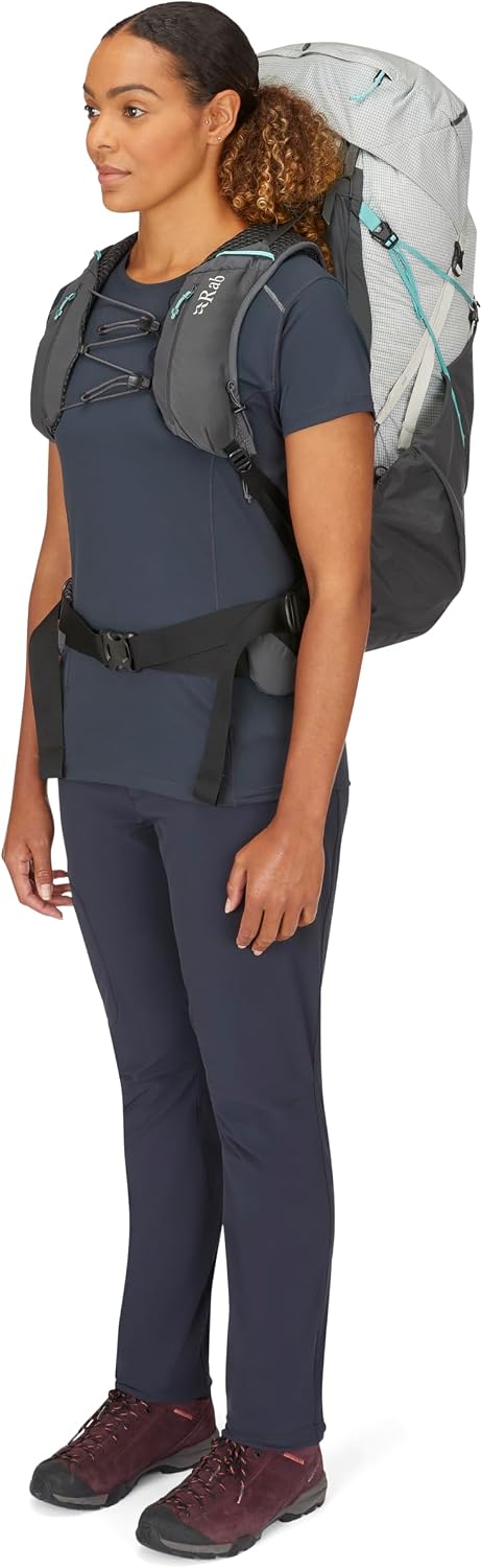 Rab Women's Muon ND Hiking Pack - Lightweight Durable Backpack for Hiking, Trekking, & Backpacking - Pewter/Graphene - 50-Liter (Back Length - Small)