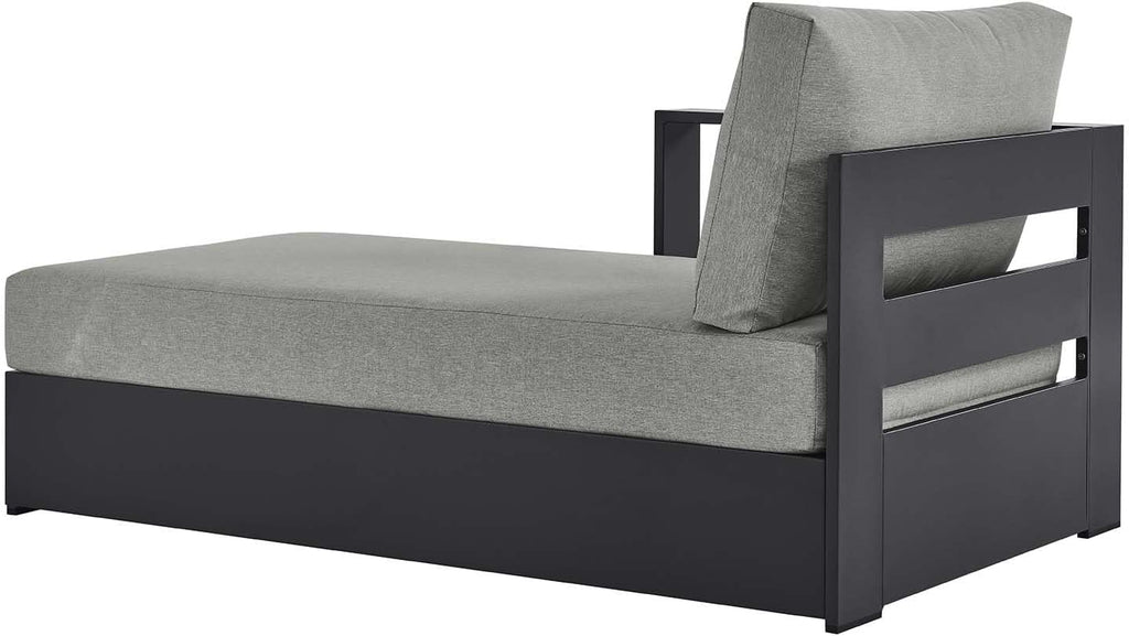 Modway Tahoe Aluminum Outdoor Chaise Lounge Gray with Weather-Resistant Cushions, Modular Left-Facing Patio Lounger for Pool Furniture or Sectional Sofa Set