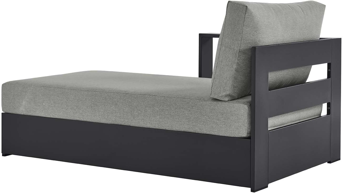 Modway Tahoe Aluminum Outdoor Chaise Lounge Gray with Weather-Resistant Cushions, Modular Left-Facing Patio Lounger for Pool Furniture or Sectional Sofa Set
