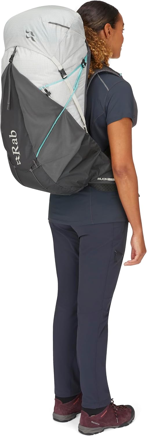 Rab Women's Muon ND Hiking Pack - Lightweight Durable Backpack for Hiking, Trekking, & Backpacking - Pewter/Graphene - 50-Liter (Back Length - Small)