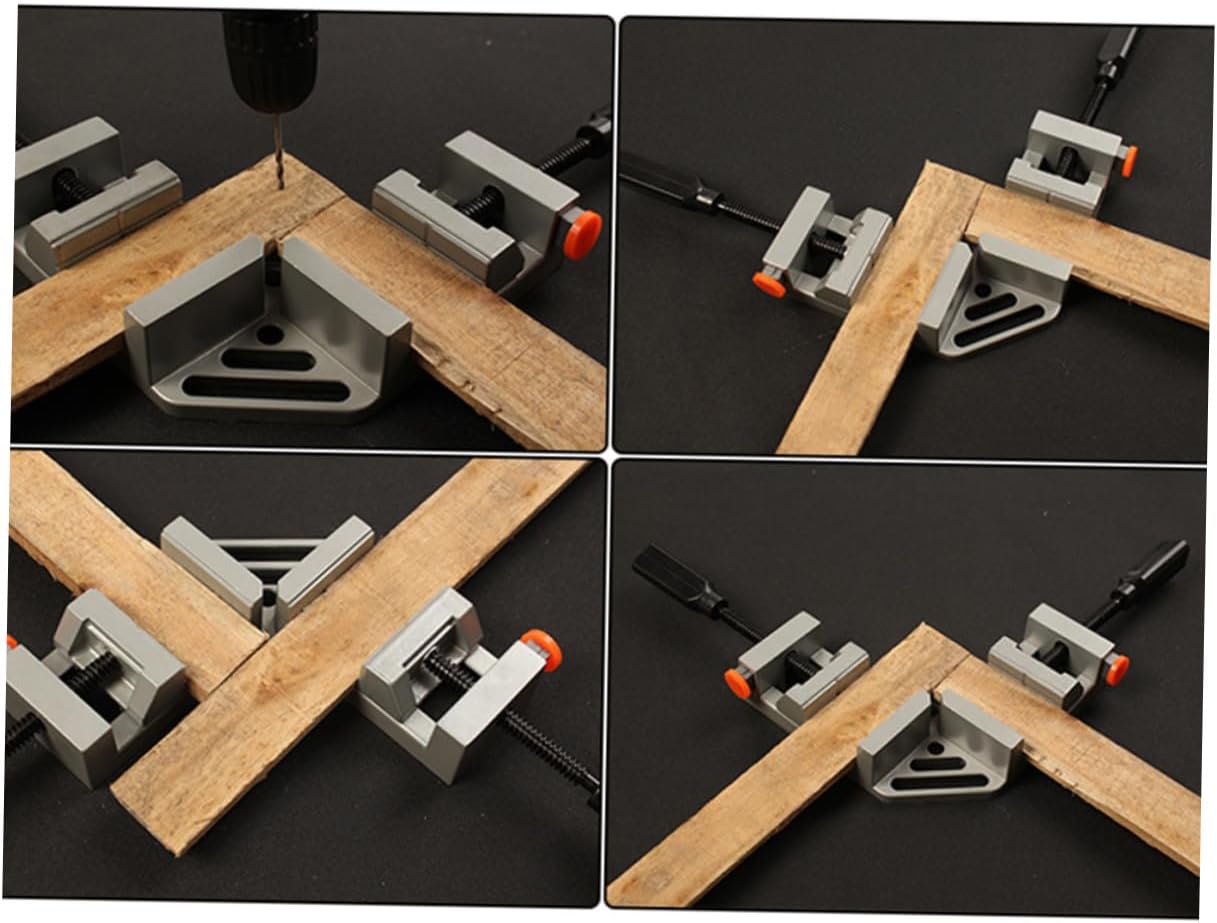 Luxshiny 4pcs 90 Degree Aluminum Alloy Double Handle Quick Release Corner Clamps for Woodworking Welding and Photo Framing Tools