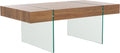 SAFAVIEH Home Collection Jacob Natural Brown Top/Clear Glass Legs Rectangle Coffee Table