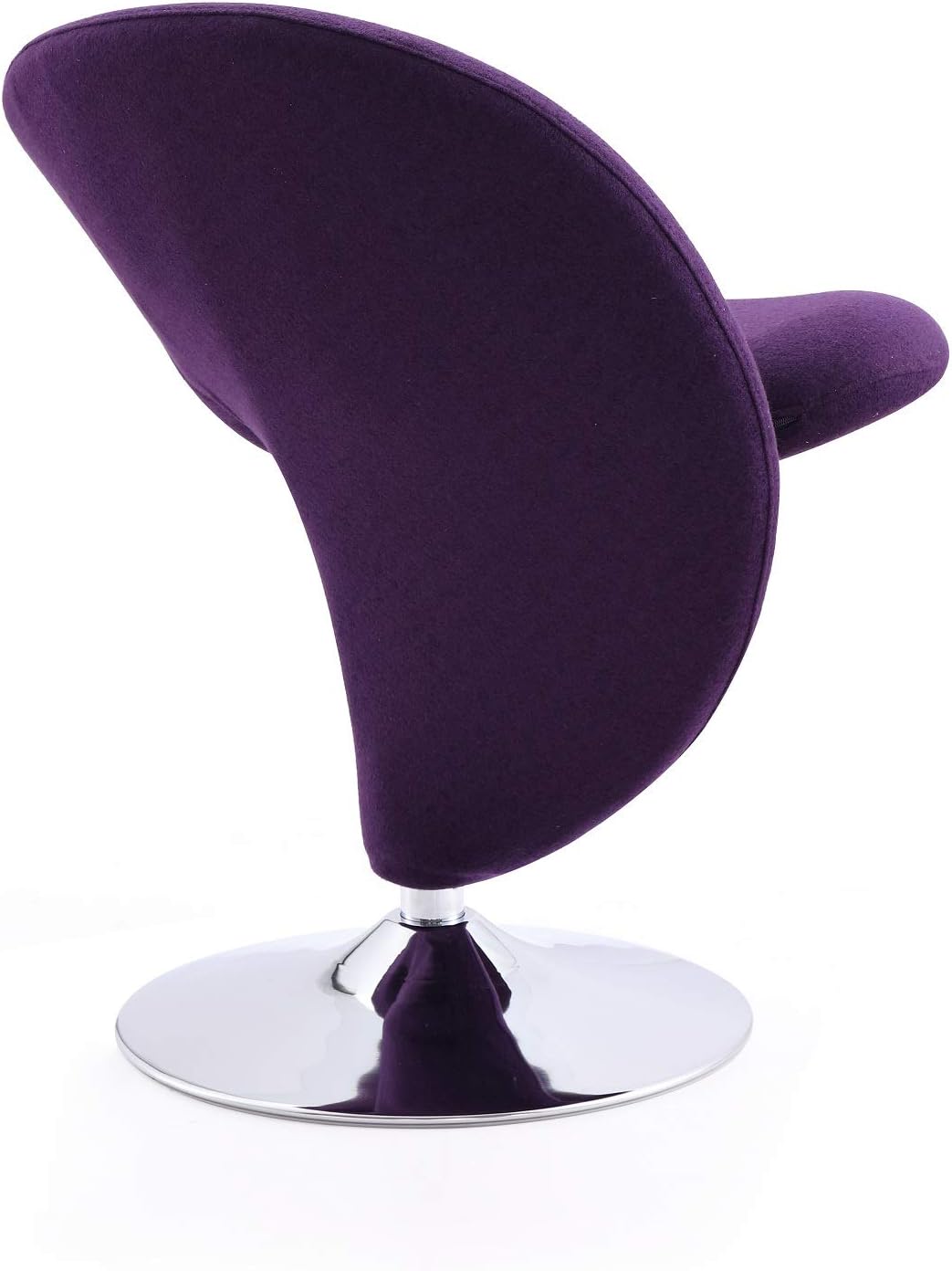 Manhattan Comfort Curl Swivel Accent Chair Set of 1 with 360° Turn, Fully Assembled, Upholstered in Wool Blend, Modern Ergonomic Design with Polished Chrome Base, Set of 1, Purple