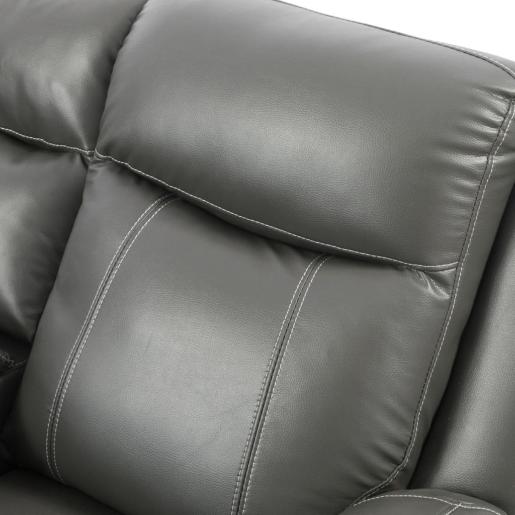 Electric Power Recliner Chair Living Room Furniture, Comfy Wide Lazy Boy Home Theater Breathing Leather Seating with USB 2.0 Charging Ports, LED Light Strips (Dark Grey, Single Chair)