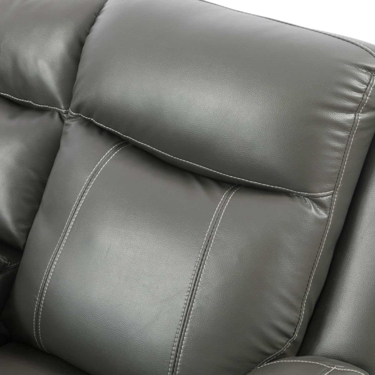 Electric Power Recliner Chair Living Room Furniture, Comfy Wide Lazy Boy Home Theater Breathing Leather Seating with USB 2.0 Charging Ports, LED Light Strips (Dark Grey, Single Chair)