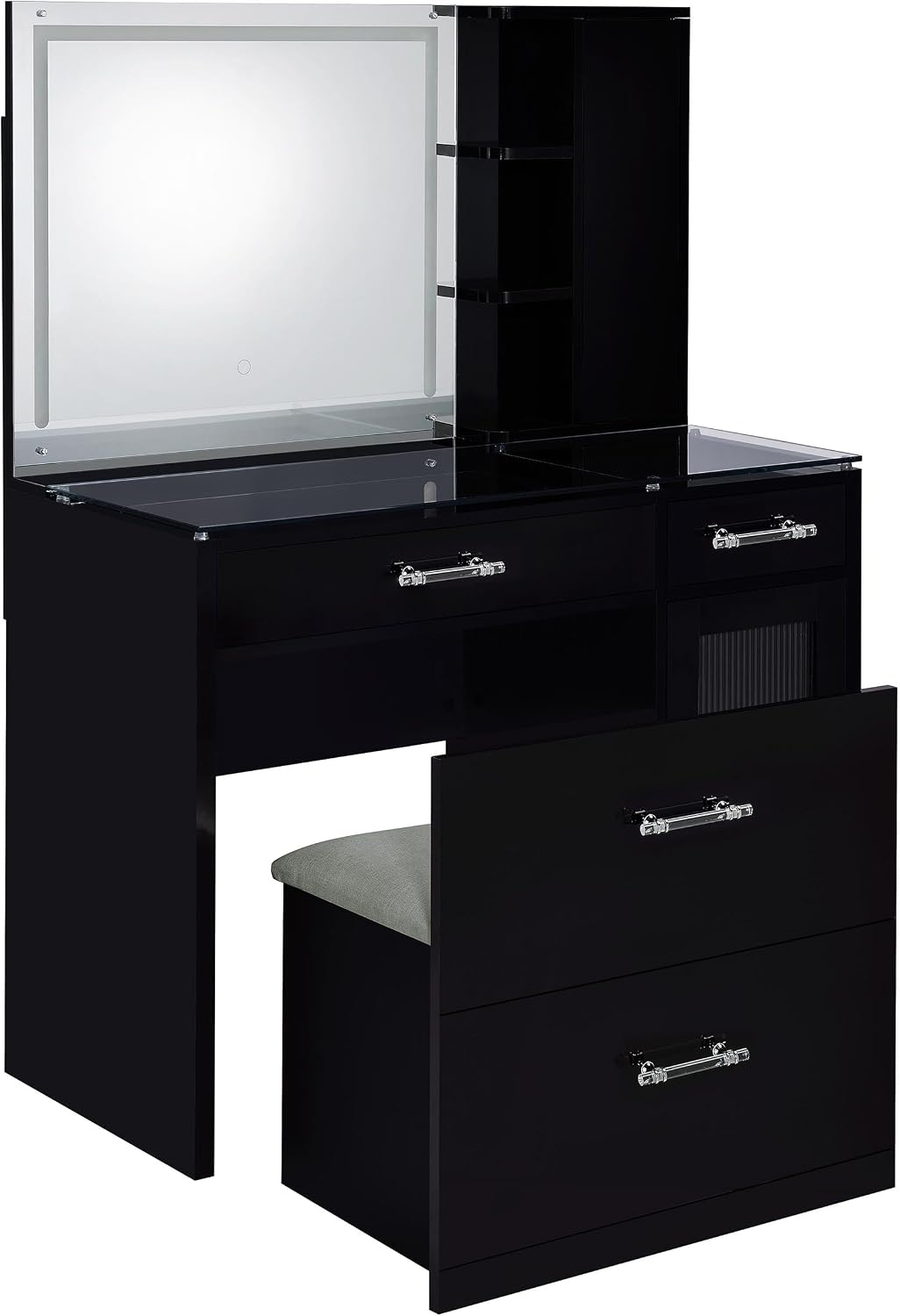 Coaster Home Furnishings Flora 2-Drawer Vanity Set with Led Mirror Black High Gloss