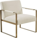 Martha Stewart Upholsterd Accent Chair Living Room Furniture - Modern Design, Comfortable Foam Seat Cushion Bedroom Lounge, Sophisticated Finished, Sturdy Frame, Cream/Gold, 28.5' W x 29' D x 32.5' H