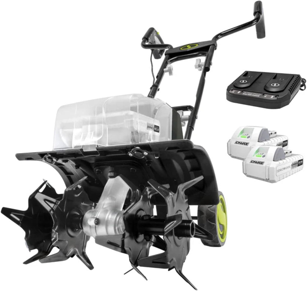 Sun Joe 24V Cordless Garden Tiller Cultivator Kit with Battery and Charger for Weeding, Soil Aeration and Prepping Plant Beds, Black, 24V-X2-TLR14