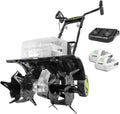 Sun Joe 24V Cordless Garden Tiller Cultivator Kit with Battery and Charger for Weeding, Soil Aeration and Prepping Plant Beds, Black, 24V-X2-TLR14
