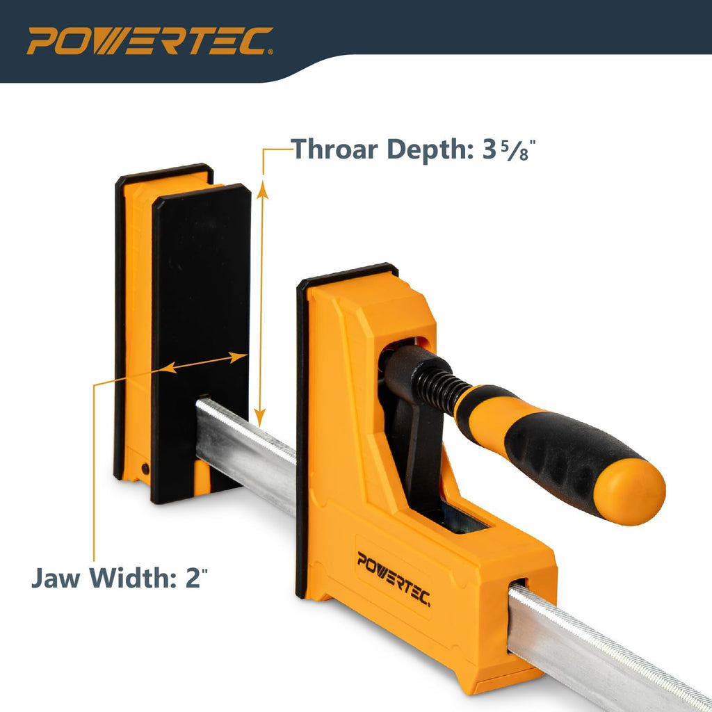 POWERTEC 71368-P2 Woodworking Parallel Clamps 24-Inch | Jaw Bar Clamp Spreader Tool (Pack of 4)